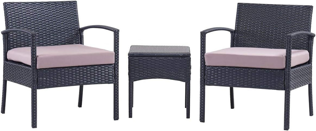 3 PCS Patio Rattan Conversation Chair Set with Coffee Table S827804