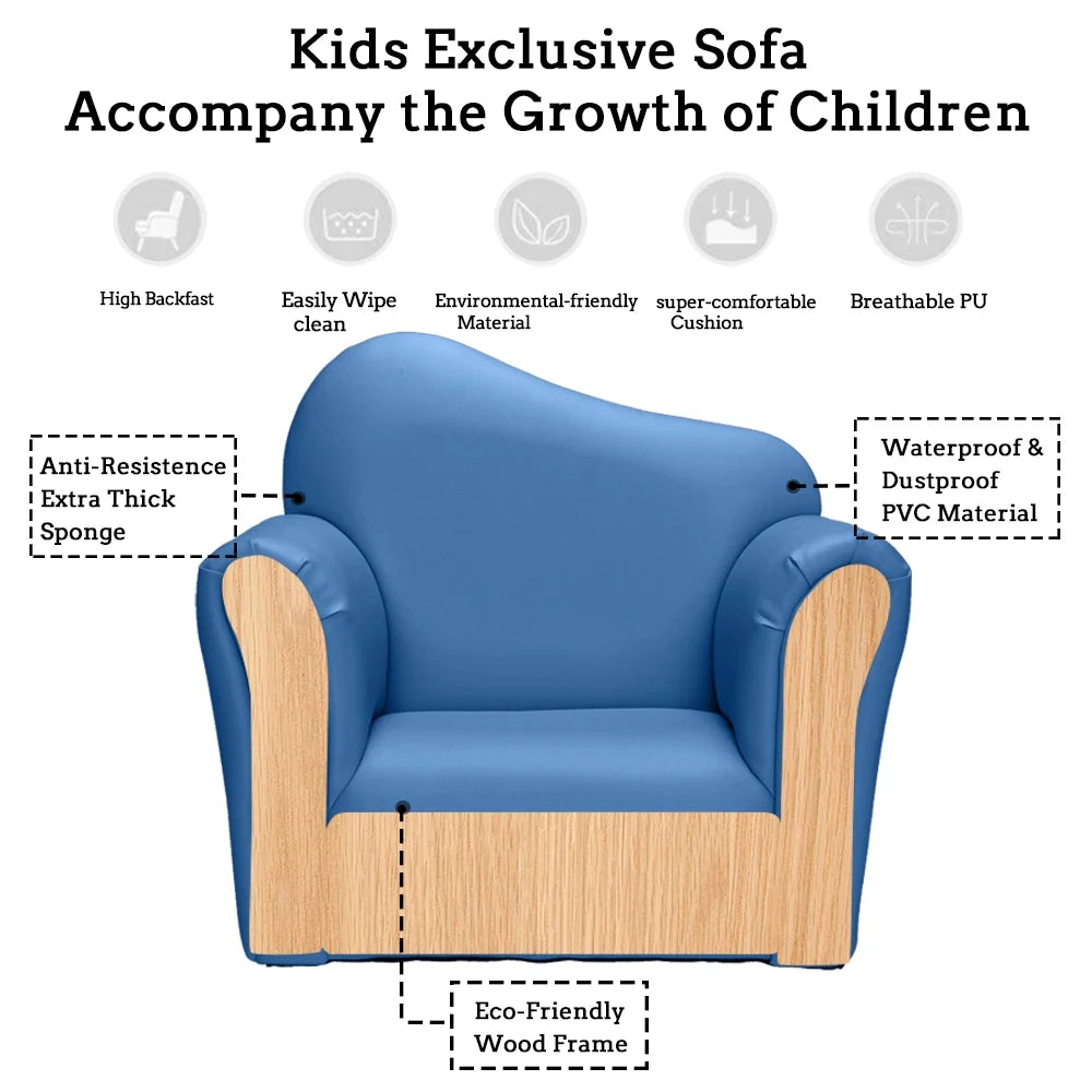 Kids Sofa with Ottoman PVC Leather Toddler Chair V428