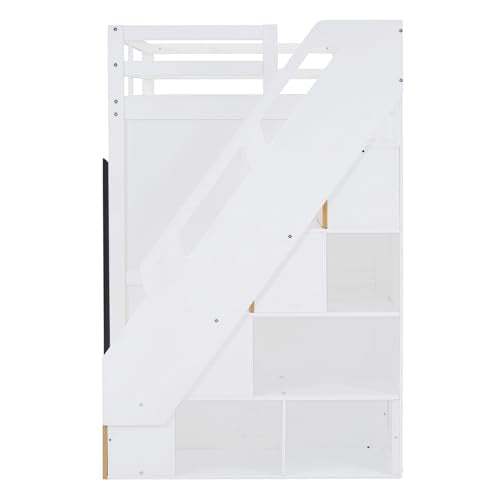 Twin Size Solid Wood Loft Bed with Storage Y659930