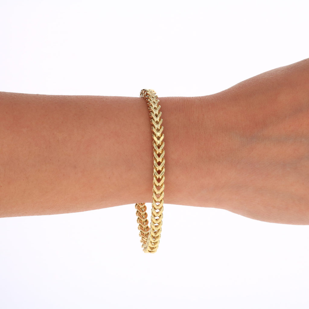 10k Yellow Gold 5mm Franco Chain Bracelet 7" - 9" O26722