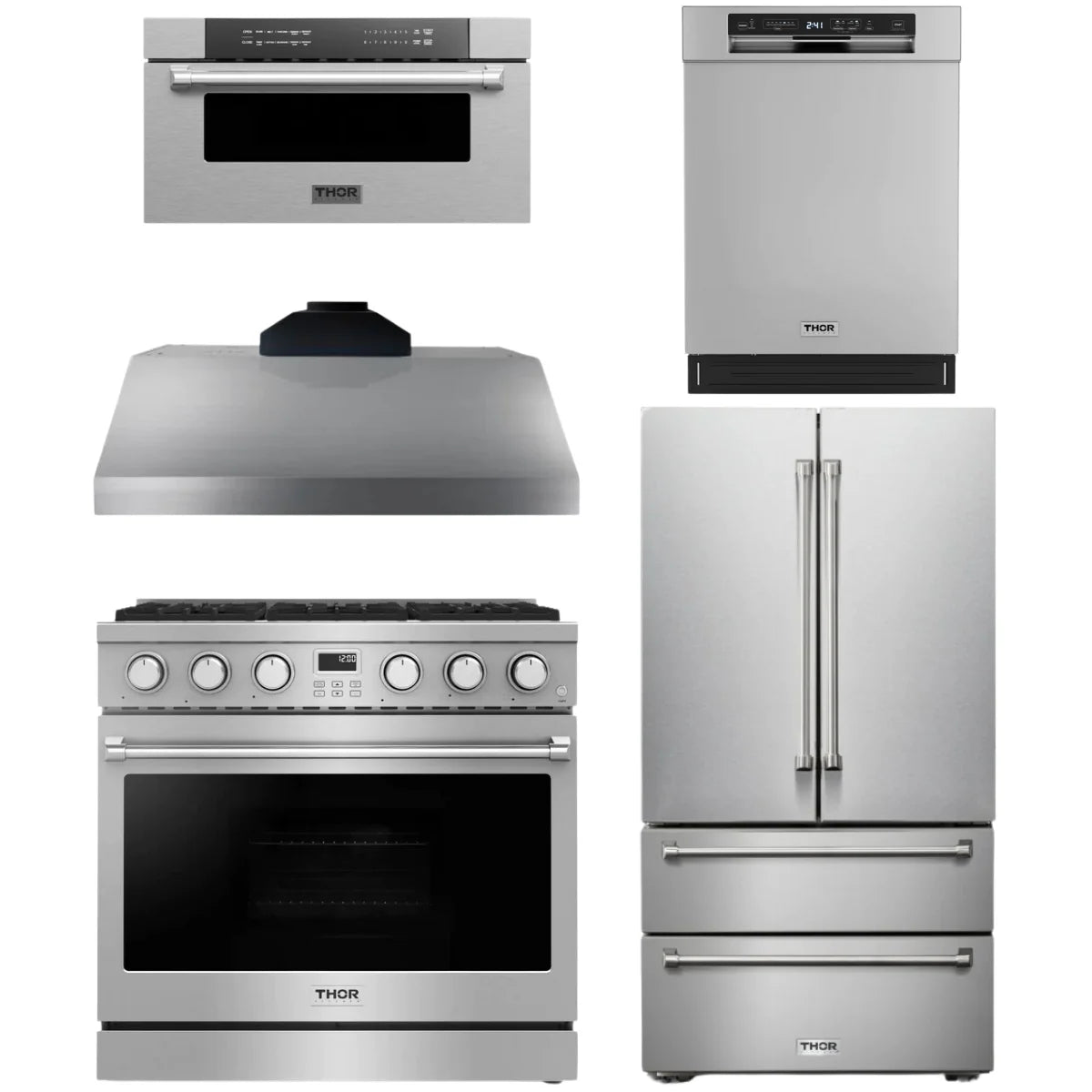 36 Gas Range, Range Hood, Refrigerator, Dishwasher and Microwave Q2023