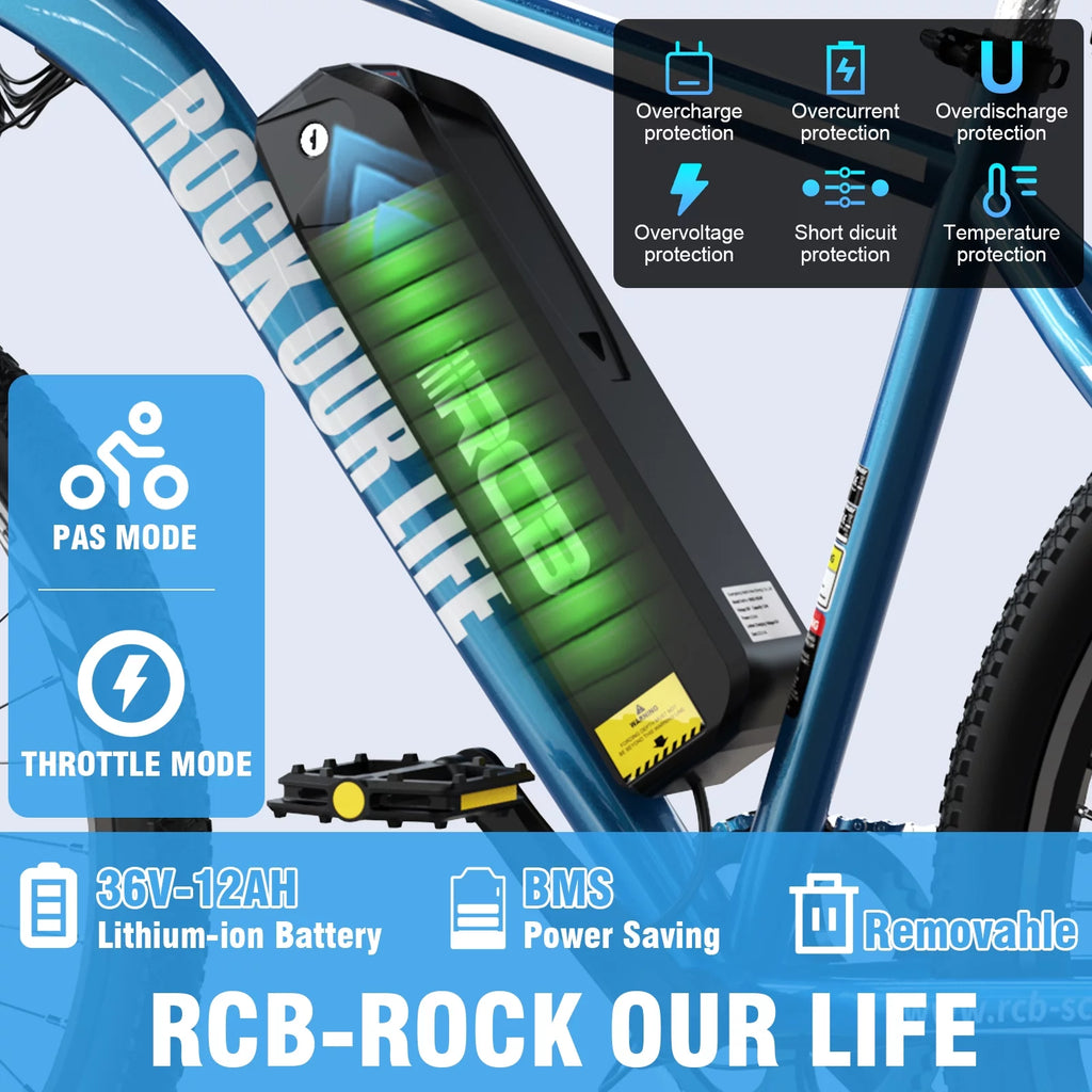 500W 26 Electric Mountain Bike with 36V 12 Ah Removable Lithium-Ion Battery X48165