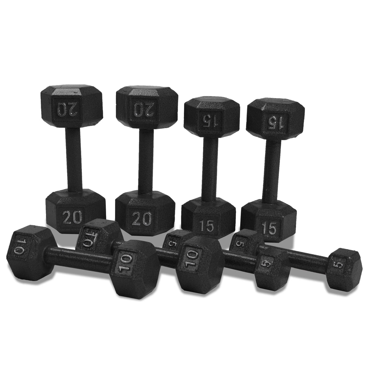 100 lb Cast Iron Hex Dumbbell Weight Set with Rack P574002