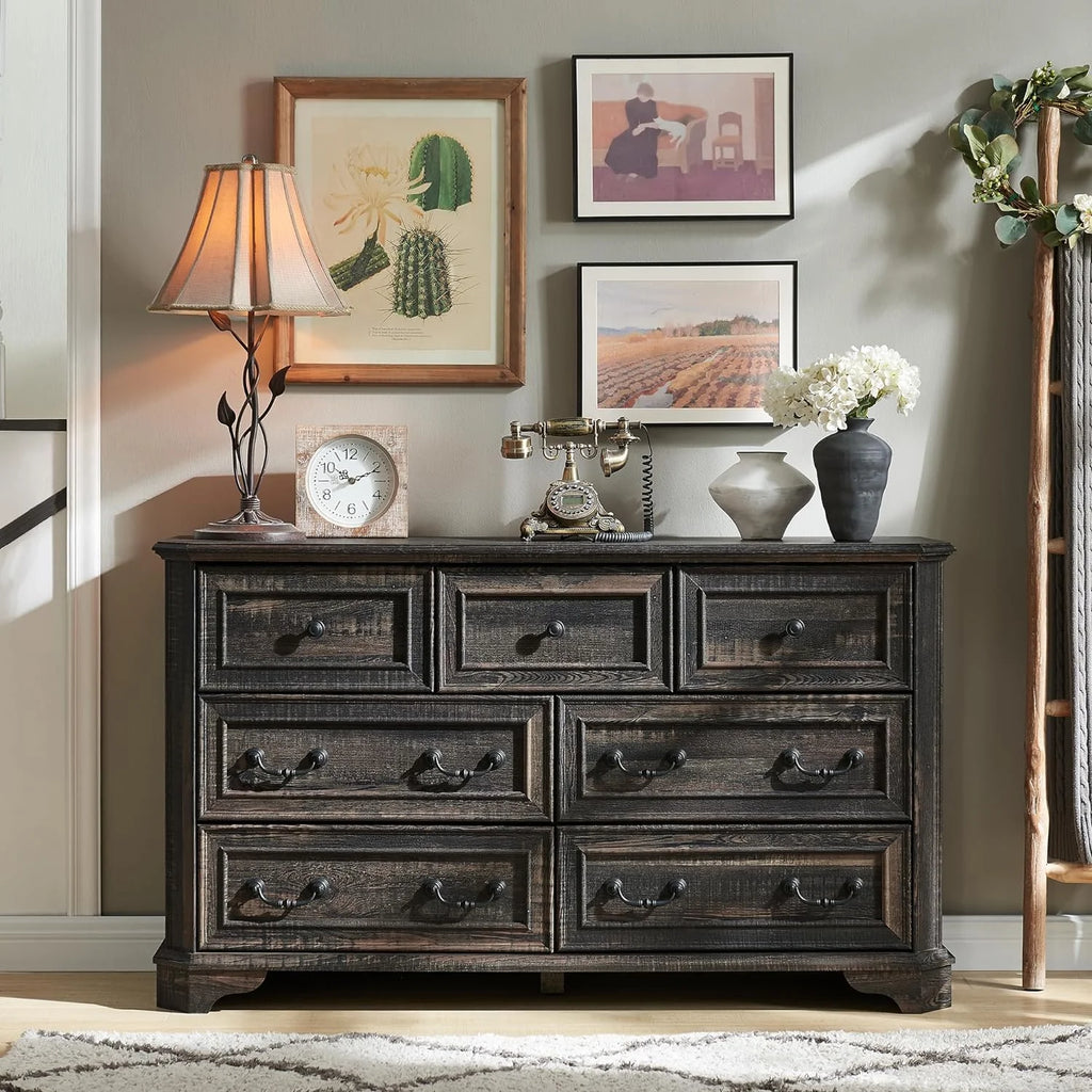 Brown 7 Drawer Wood Dresser G8930