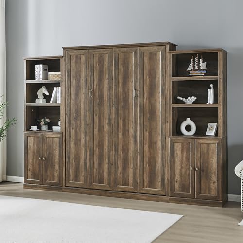 Queen Size Murphy Bed with Storage Shelf Gray B673