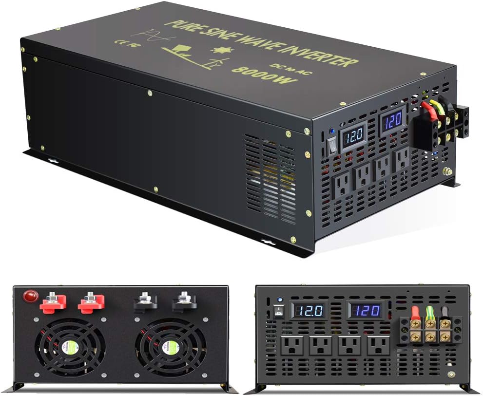8000 Watt Pure Sine Wave Inverter 12V DC to 120V AC Q783200