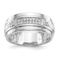 14K White Gold Diamond Trio Wedding Band Size 10 O9218