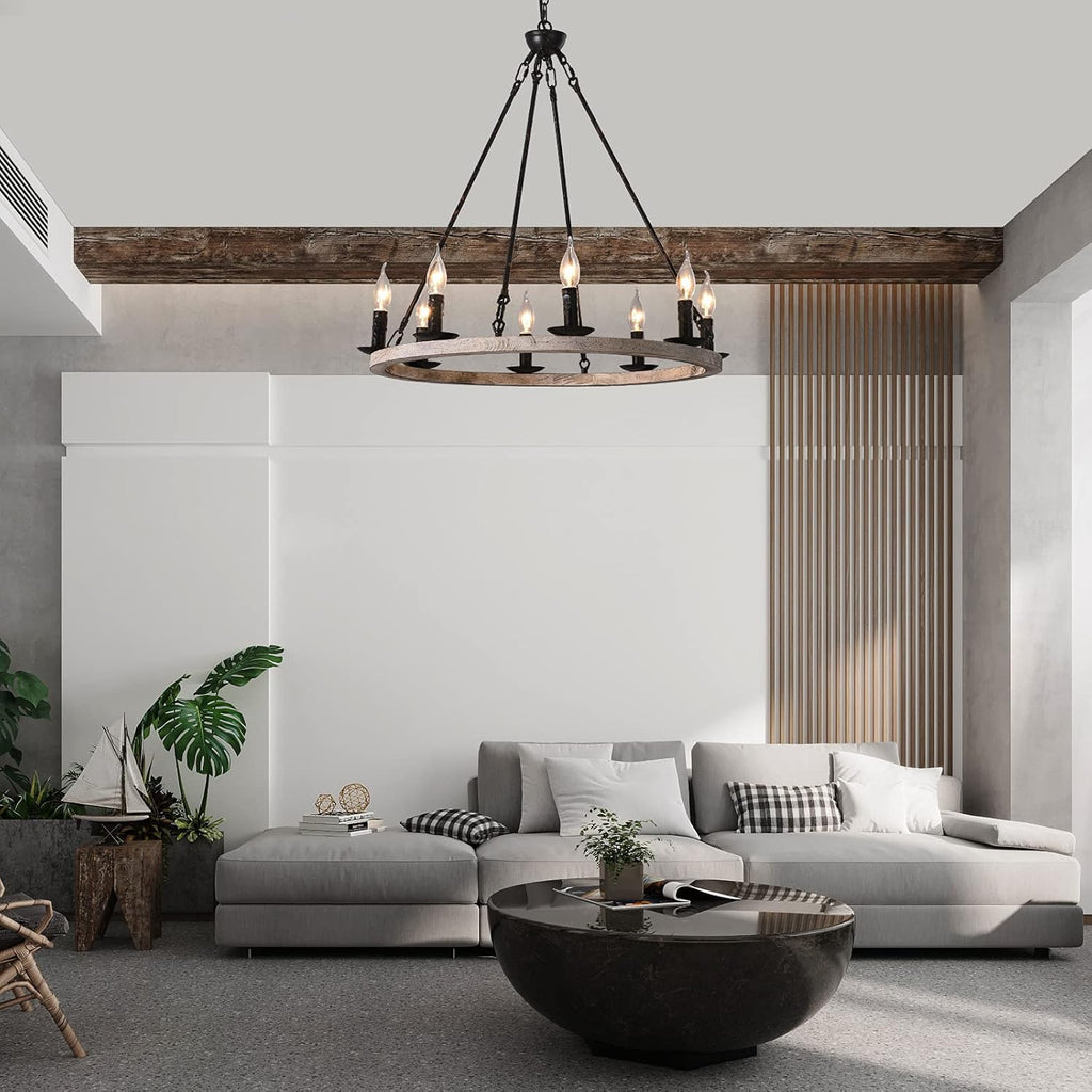8-Lights Wagon Wheel Chandelier L639