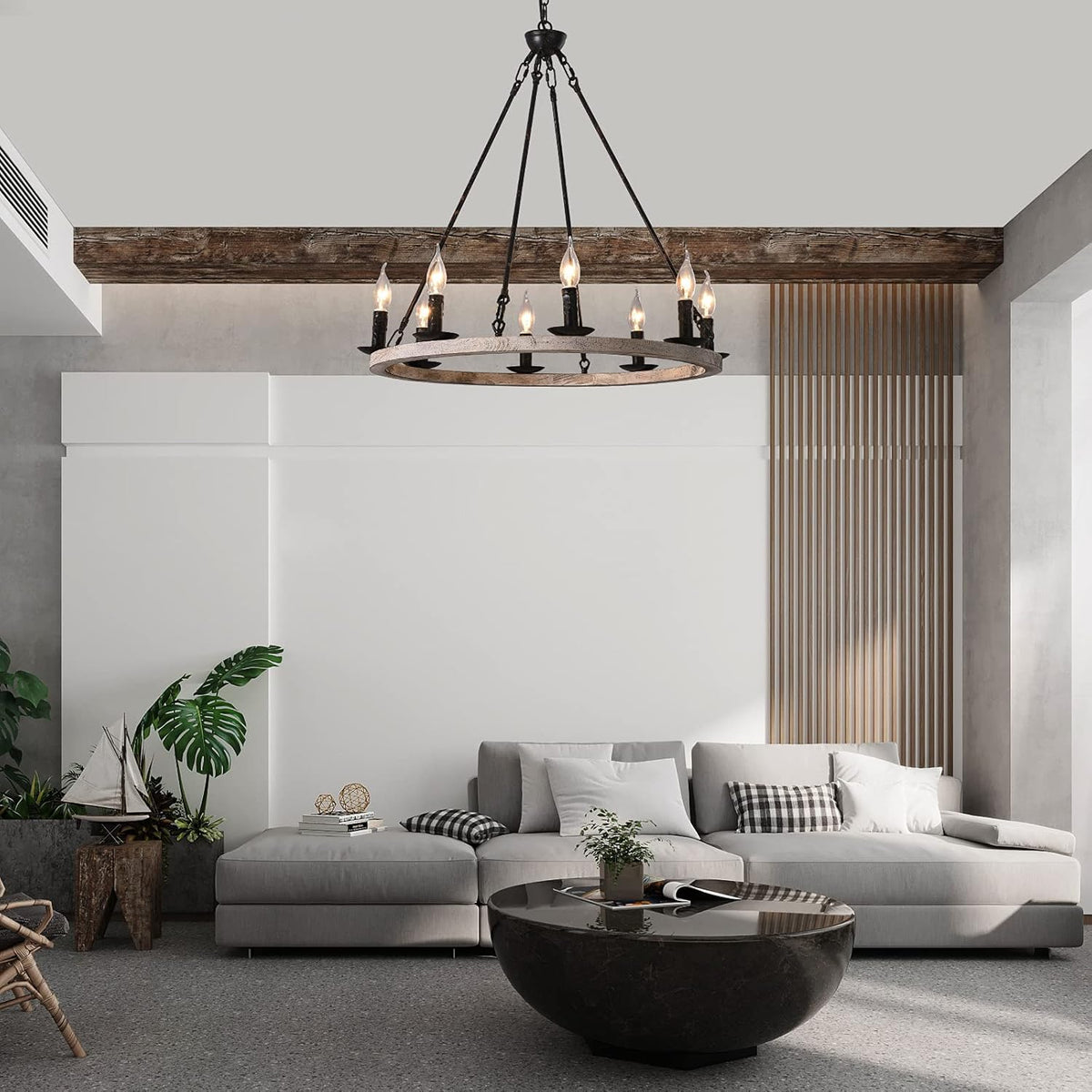 8-Lights Wagon Wheel Chandelier L639