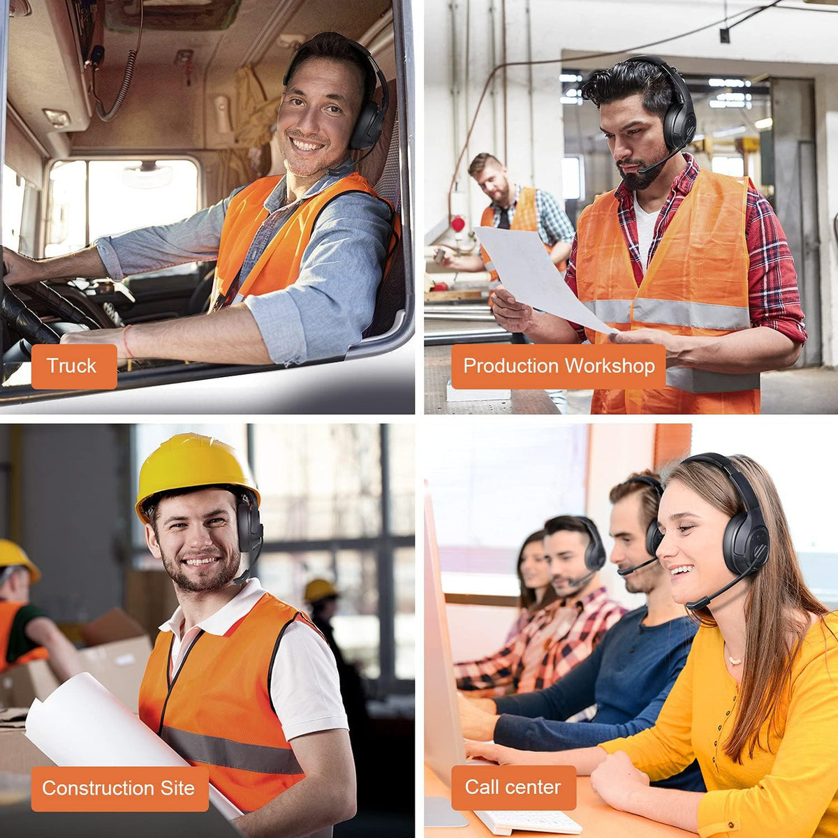 Noise Canceling Trucker Bluetooth Headset with Microphone F4352