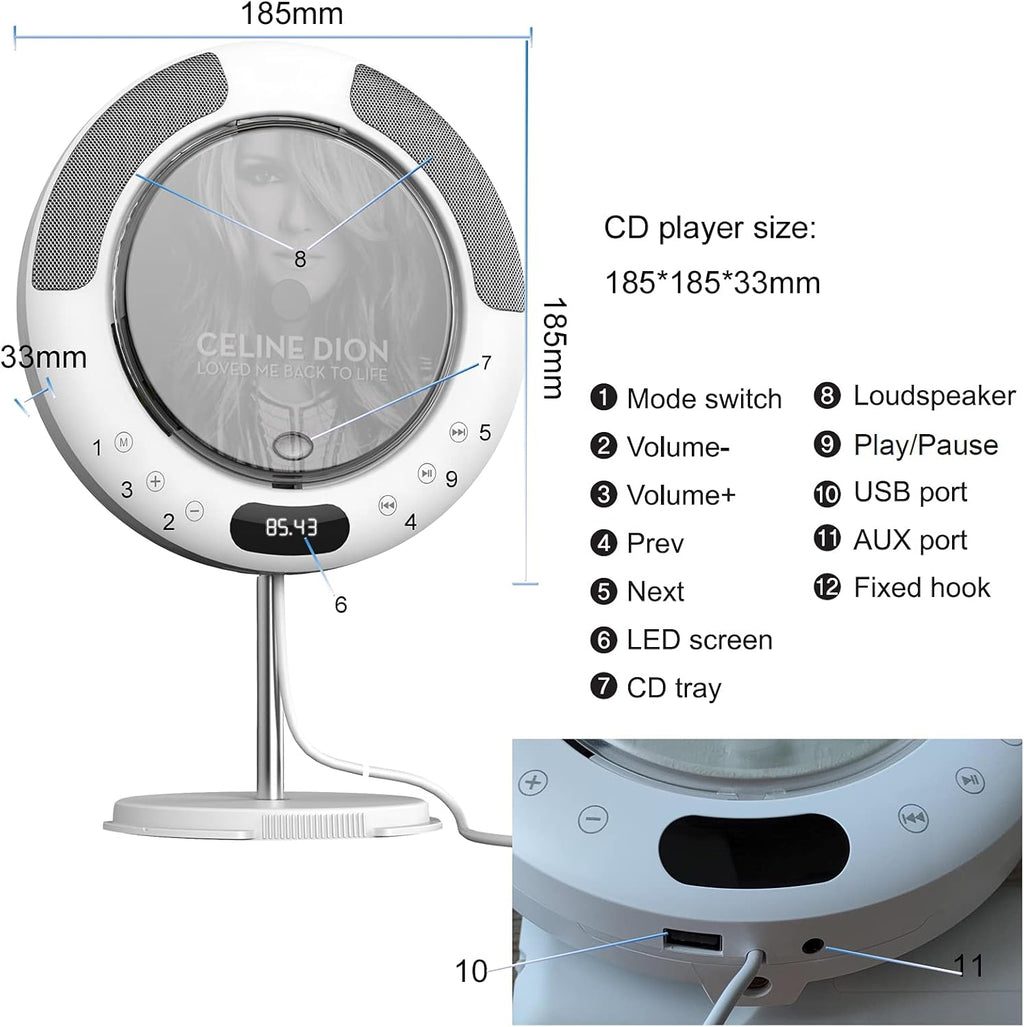 Portable CD Player with Bluetooth, FM Radio, Remote Control, Pack of 2 L1933