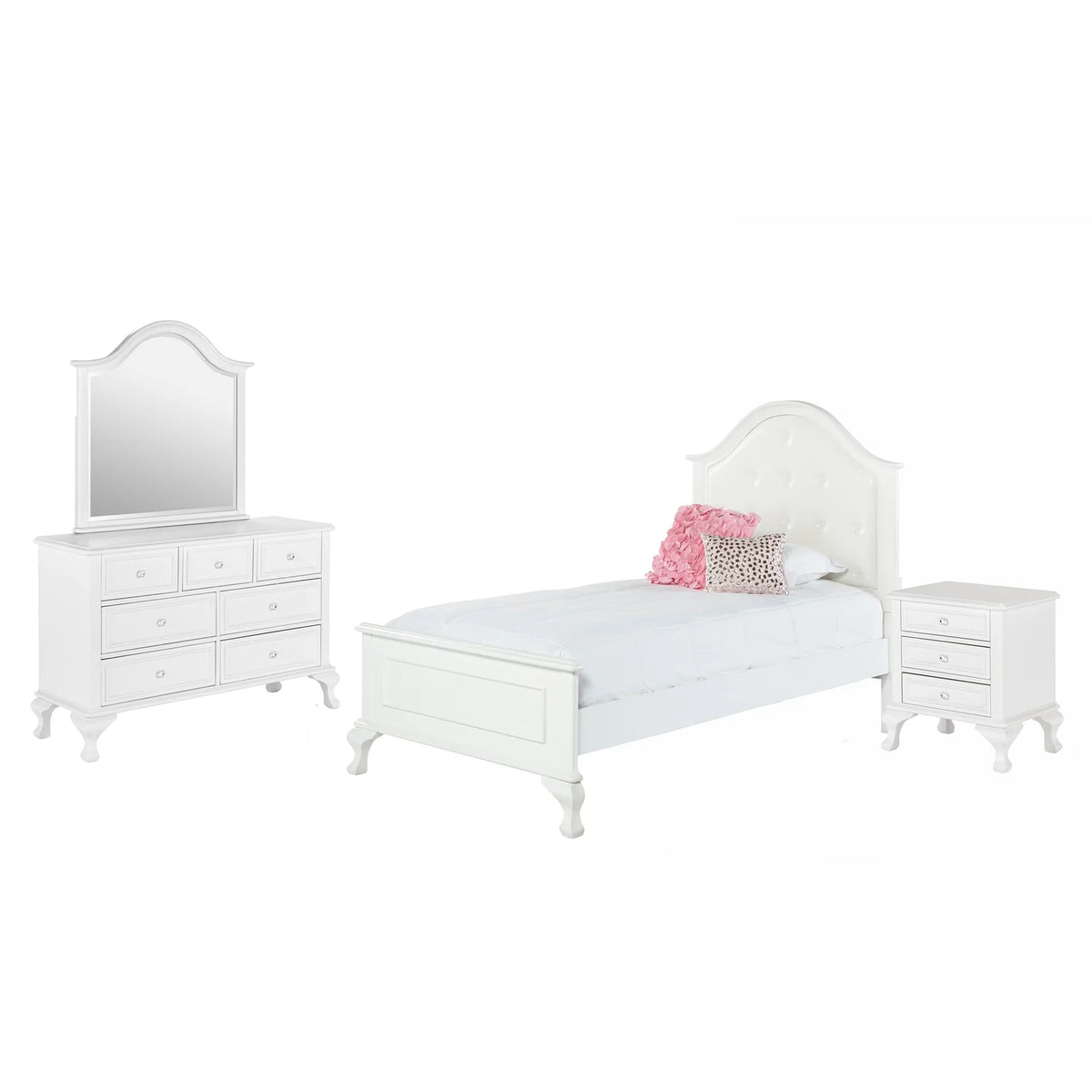 White 4 Piece Twin Kids Bedroom Set U96960