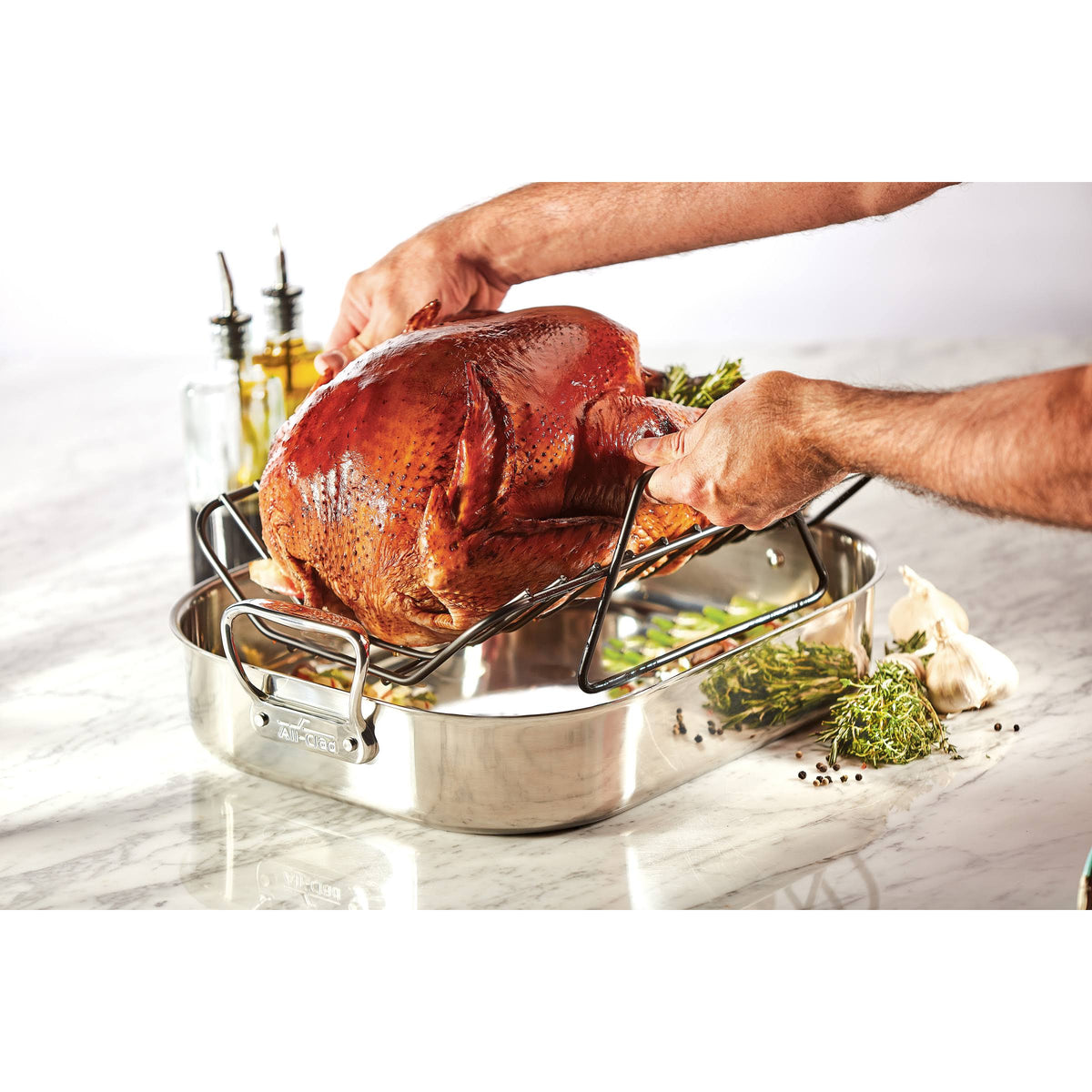Large Stainless Steel Roaster with Rack W950