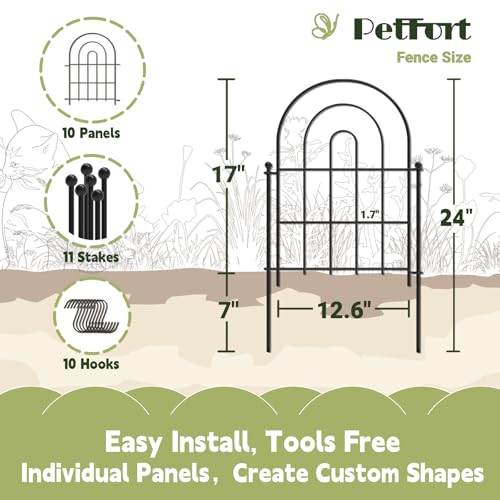 24 in x 10 ft Metal Garden Fence Panels 10 Pcs S313369