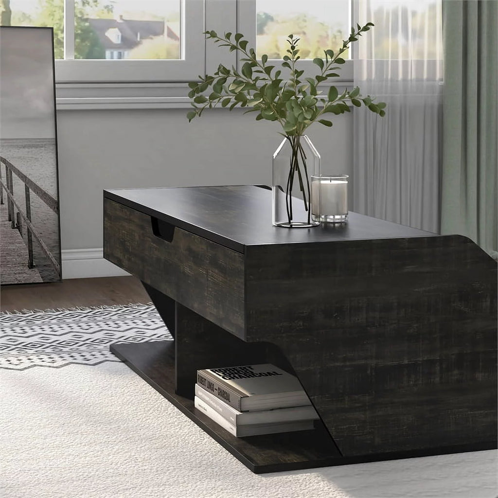 Birch Wood Lift-Top Coffee Table in Black G325279
