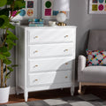 White 4-Drawer Wood Bedroom Chest B97453