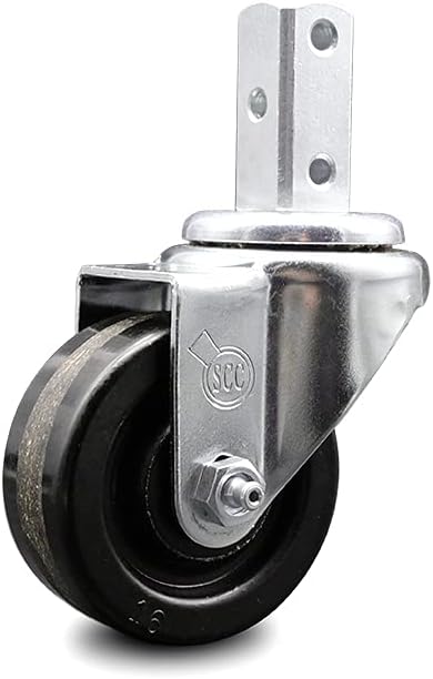 Swivel Square Stem Caster Set 4 with Black Phenolic Wheel E609
