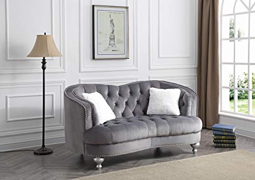 Gray Velvet Loveseat N9657