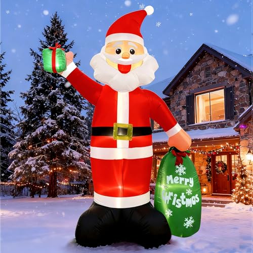 12FT Giant Christmas Inflatable Santa Claus with LED Lights and Gift Bag T6775