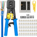 RJ45 Crimp Tool Kit with 50PCS Connectors Cable Tester A857172