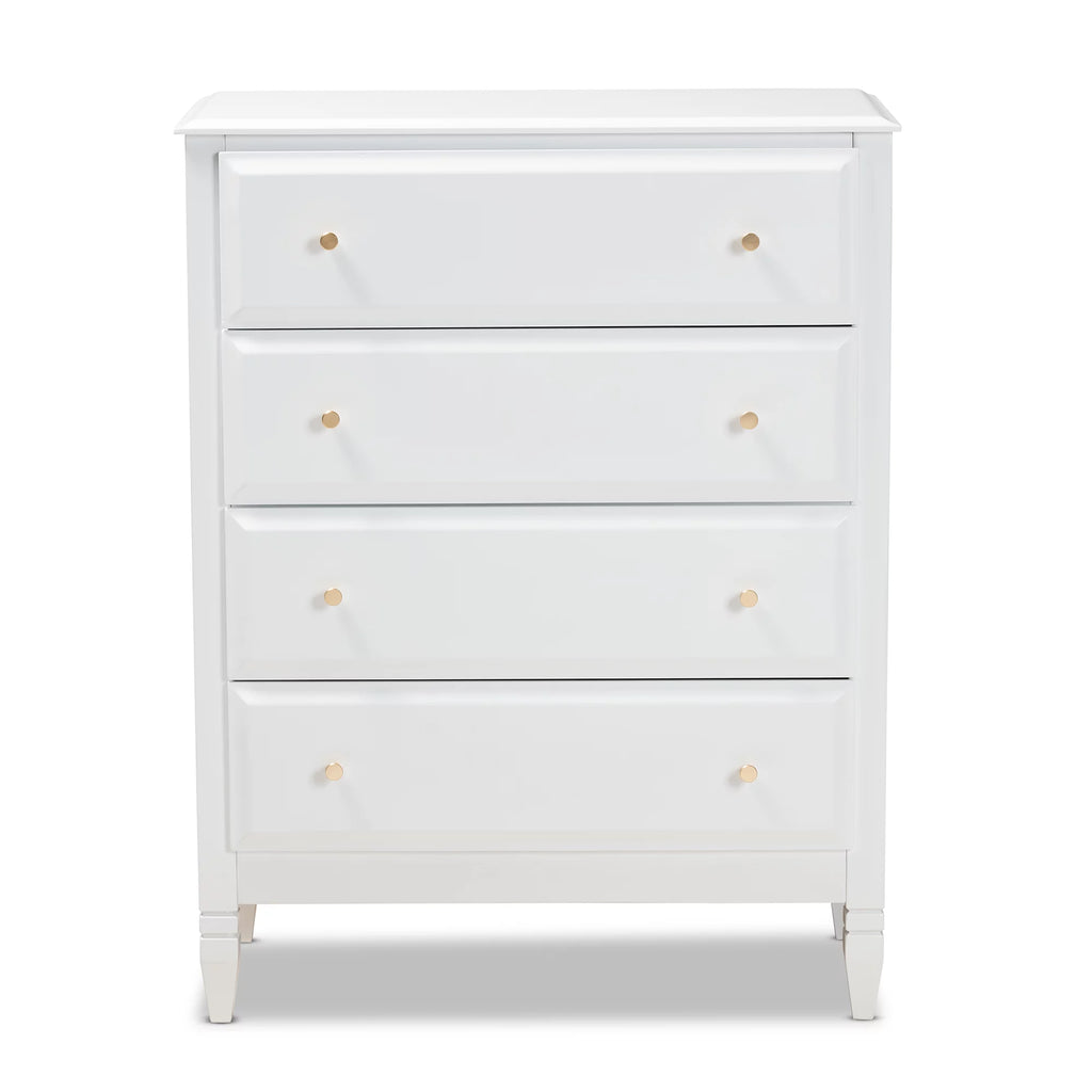 White 4-Drawer Wood Bedroom Chest B97453