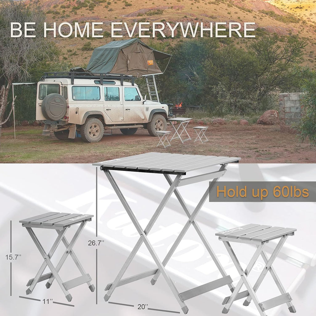 Folding Camping Table with 2 Chairs Aluminum Portable T826699