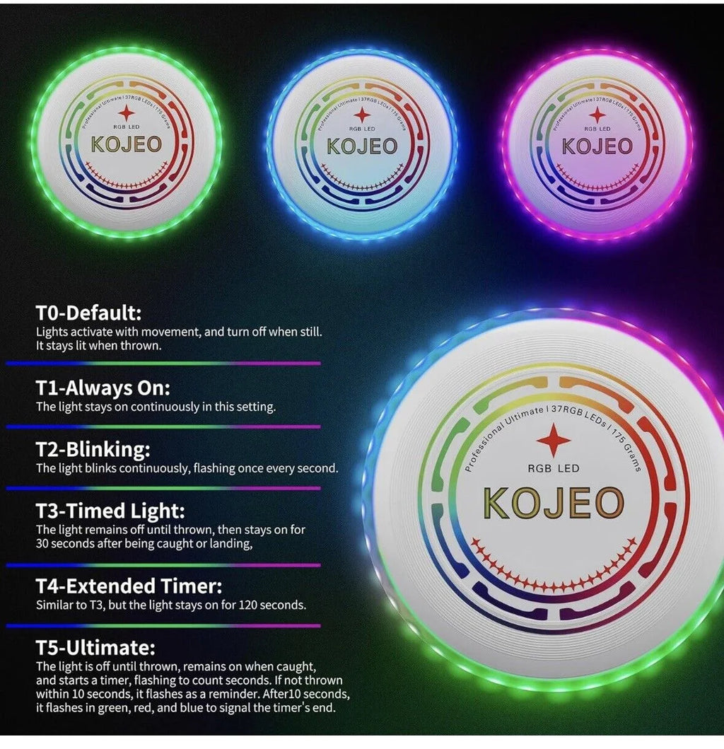 Glow in The Dark LED Flying Disc Toys, Rechargeable, IP65 Waterproof J68214