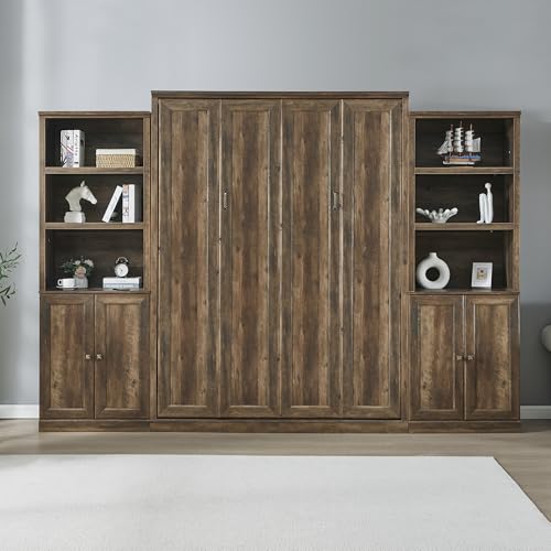 Queen Size Murphy Bed with Storage Shelf Gray B673