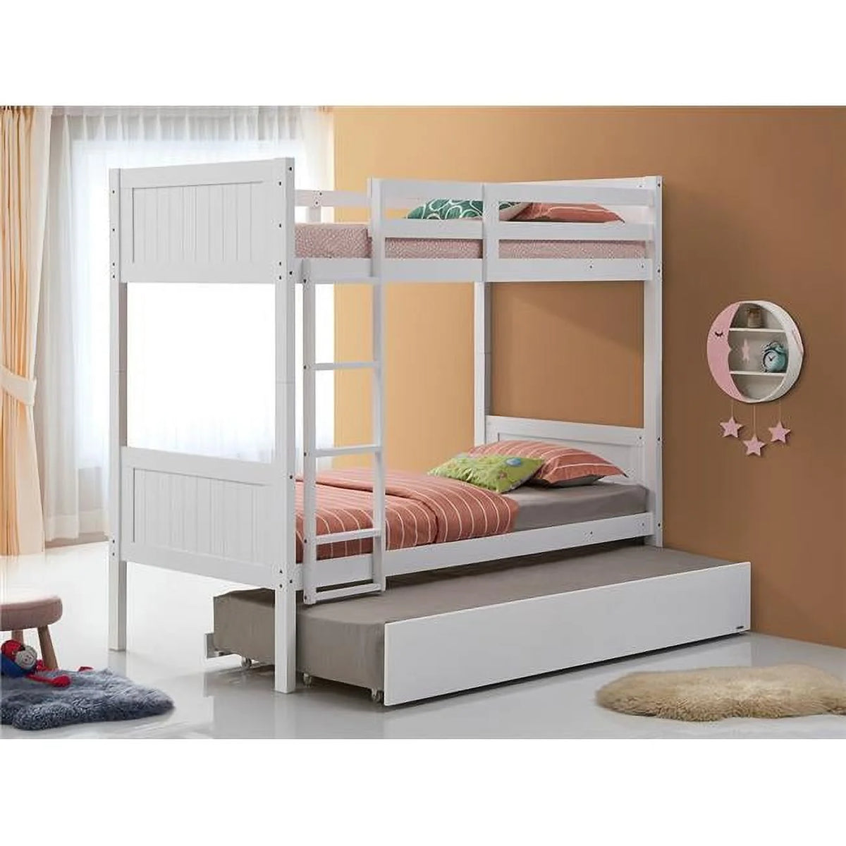 White Solid Wood Twin over Twin Bunk Bed Y986829