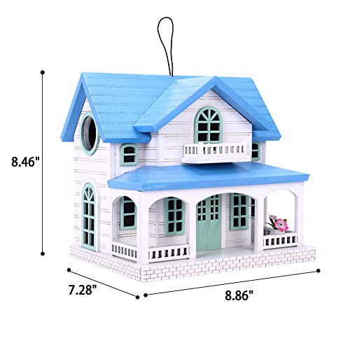 Wooden Birdhouse with Blue Roof O172064