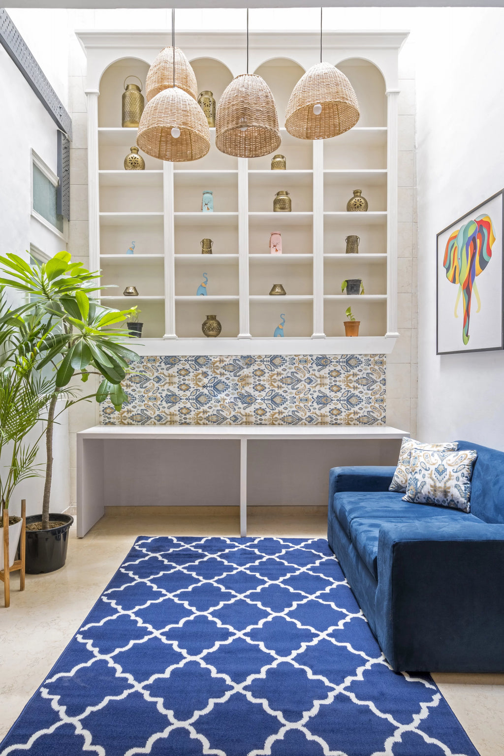 Blue Modern Geometric Area Rug S7494
