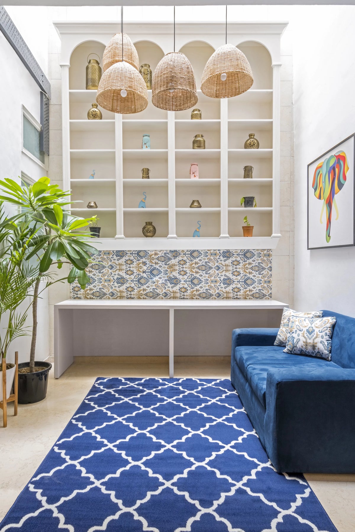 Blue Modern Geometric Area Rug S7494