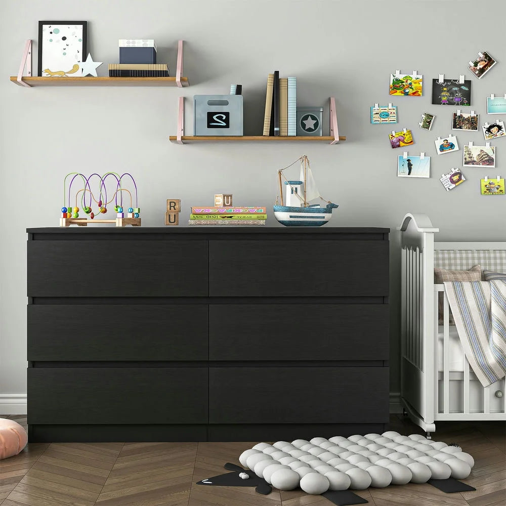White 6 Drawer Dresser with Golden Handle I482