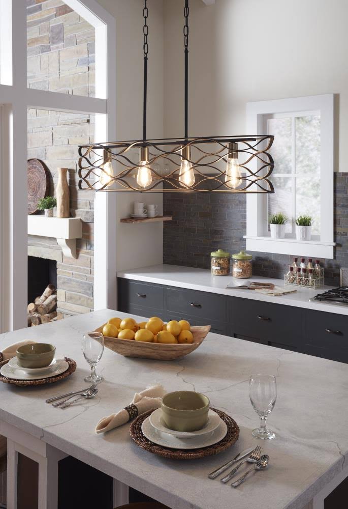 Mottled Black with Gold Kitchen Island Light U593973