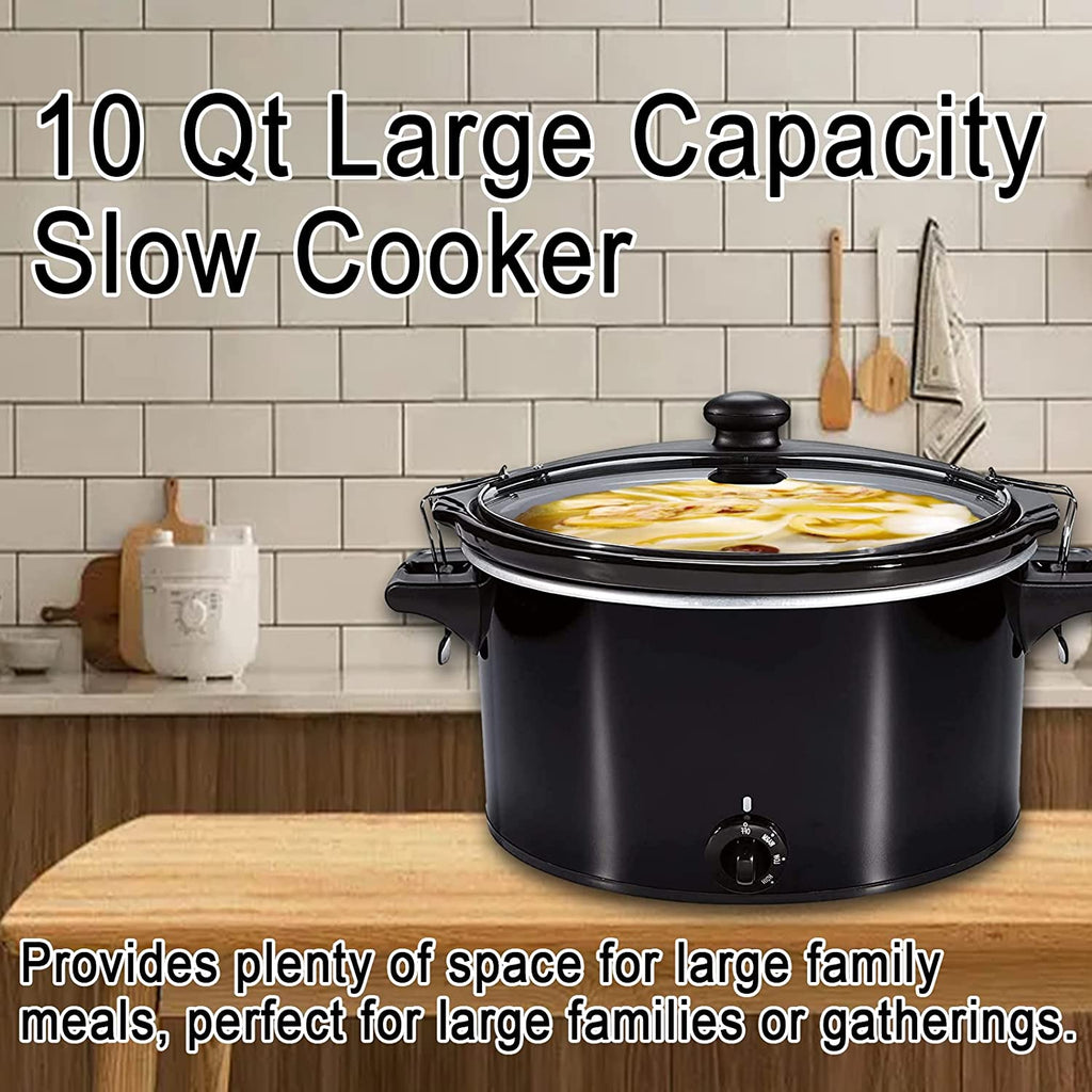 Black 10-Quart Slow Cooker with Lid Lock X318548