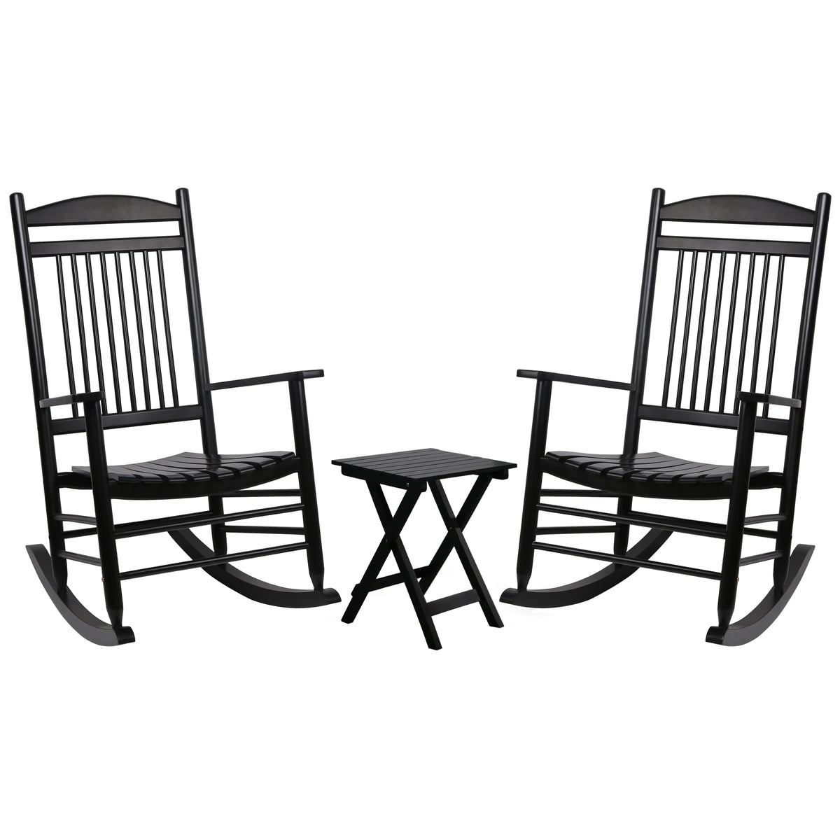 Black Wood Rocking Chair Set of 3 with Foldable Table N23580