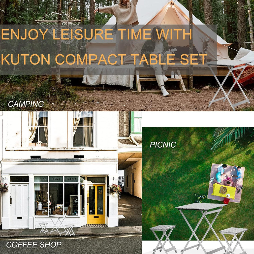 Folding Camping Table with 2 Chairs Aluminum Portable T826699