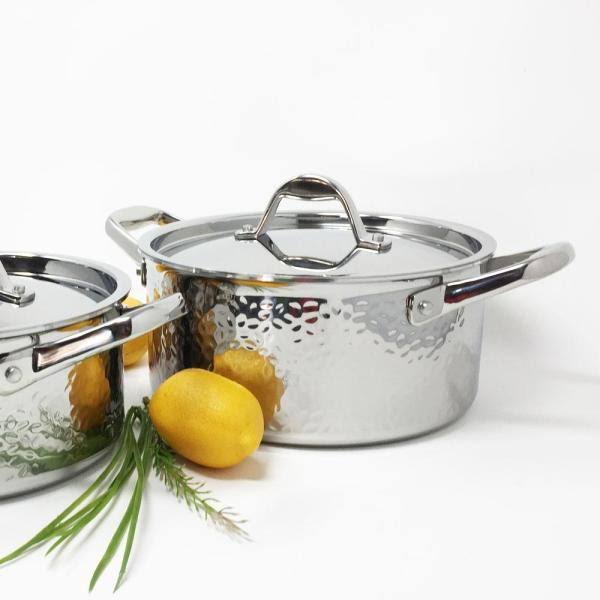 Hammered Stainless Steel Tri-Ply Stock Pot with Lid R7910