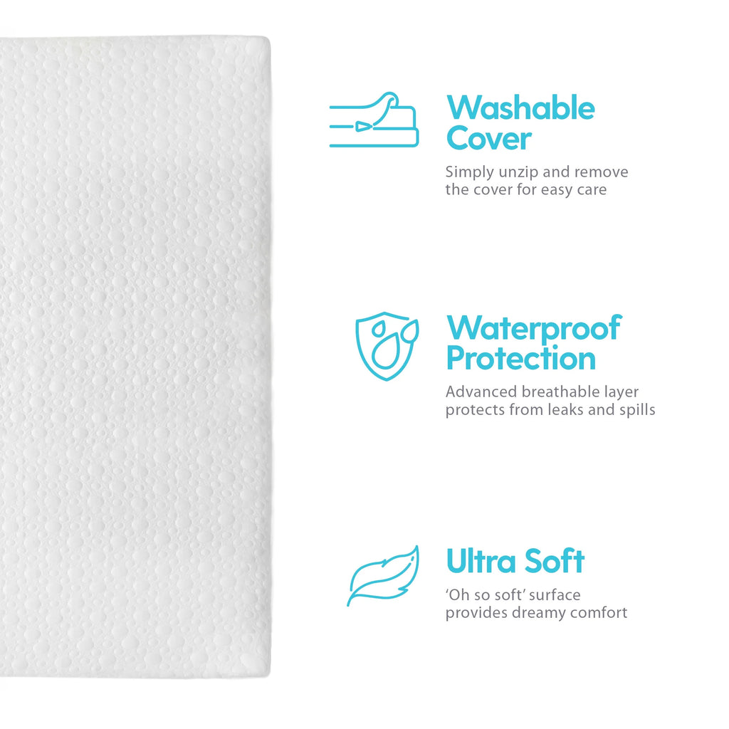2 Ventilated Memory Foam Crib and Toddler Mattress Topper with Waterproof Cotton Cover N917
