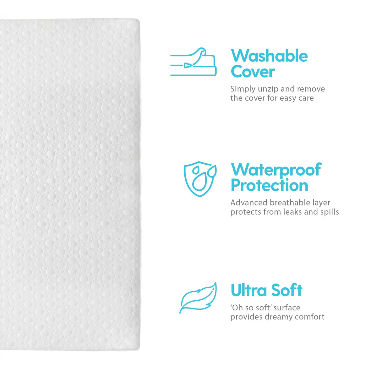 2 Ventilated Memory Foam Crib and Toddler Mattress Topper with Waterproof Cotton Cover N917