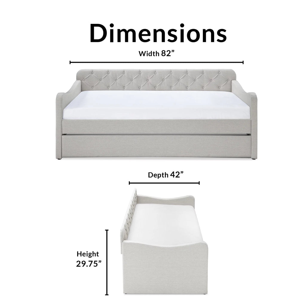 Beige Upholstered Twin Size Daybed with Trundle C566
