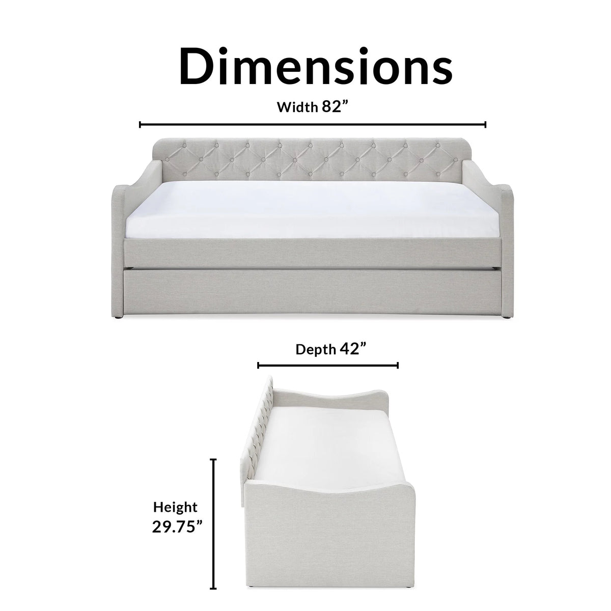 Beige Upholstered Twin Size Daybed with Trundle C566