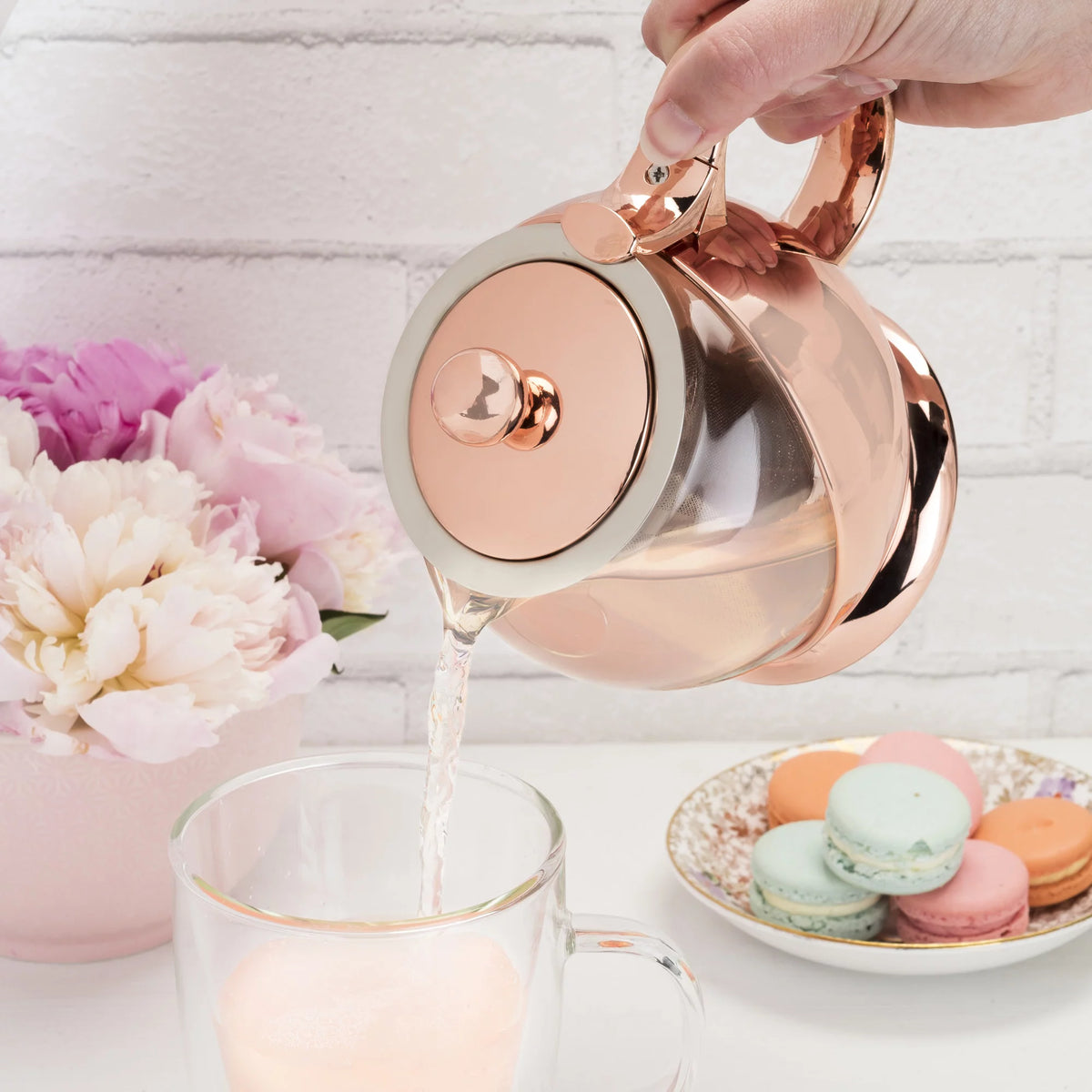 Rose Gold Glass Teapot with Infuser 24 Oz G716002