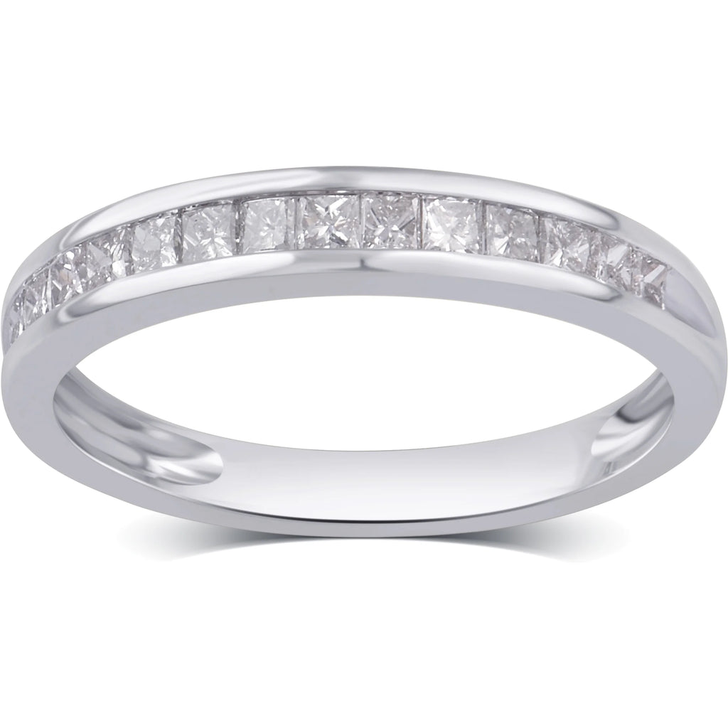 10K White Gold Princess Diamond Wedding Band G568