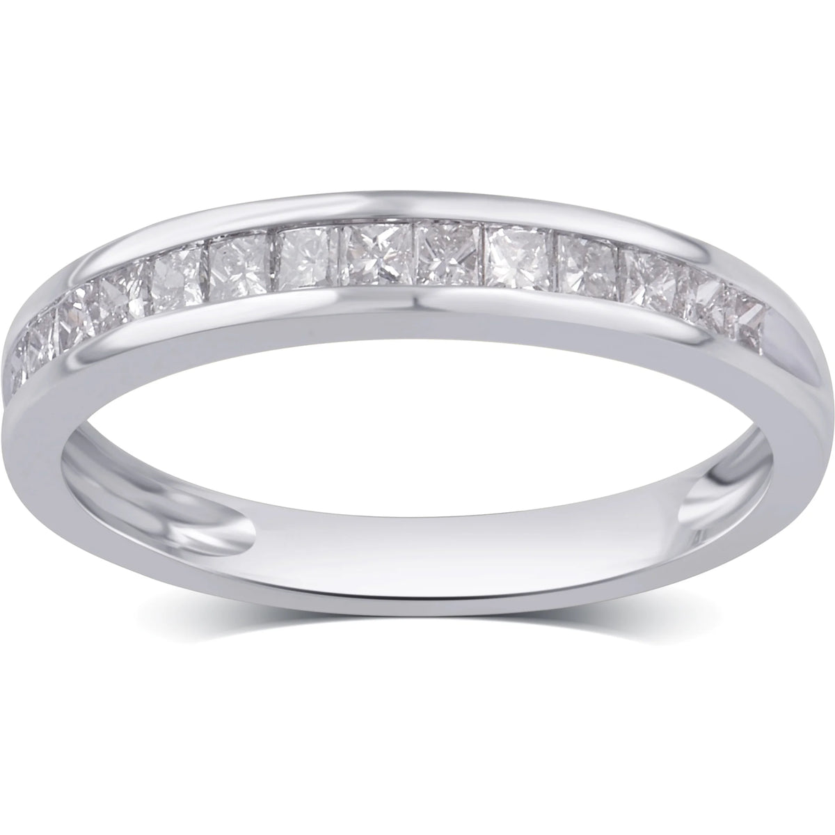 10K White Gold Princess Diamond Wedding Band G568