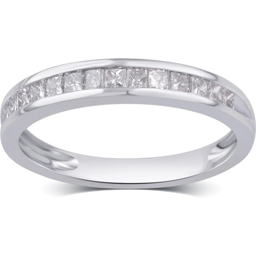 10K White Gold Princess Diamond Wedding Band G568