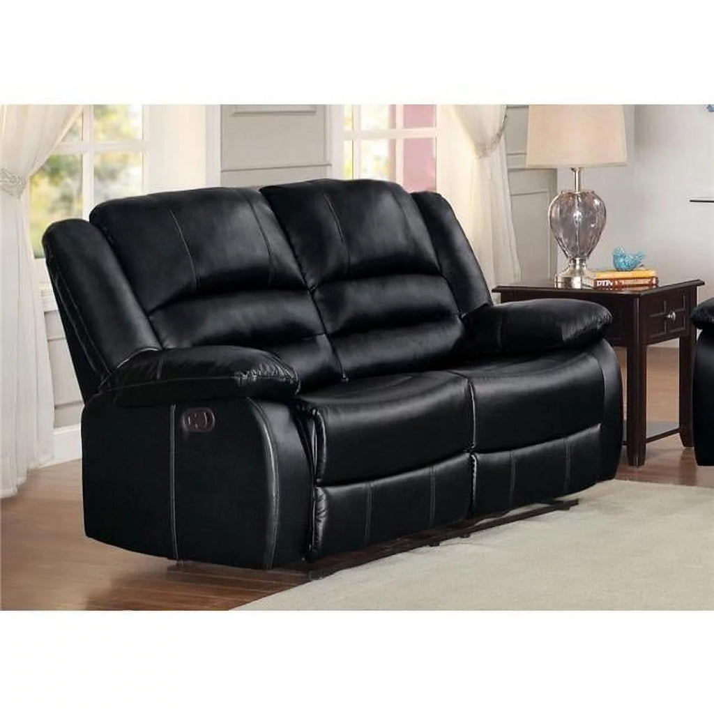 Black Leather Double Reclining Love Seat D648962