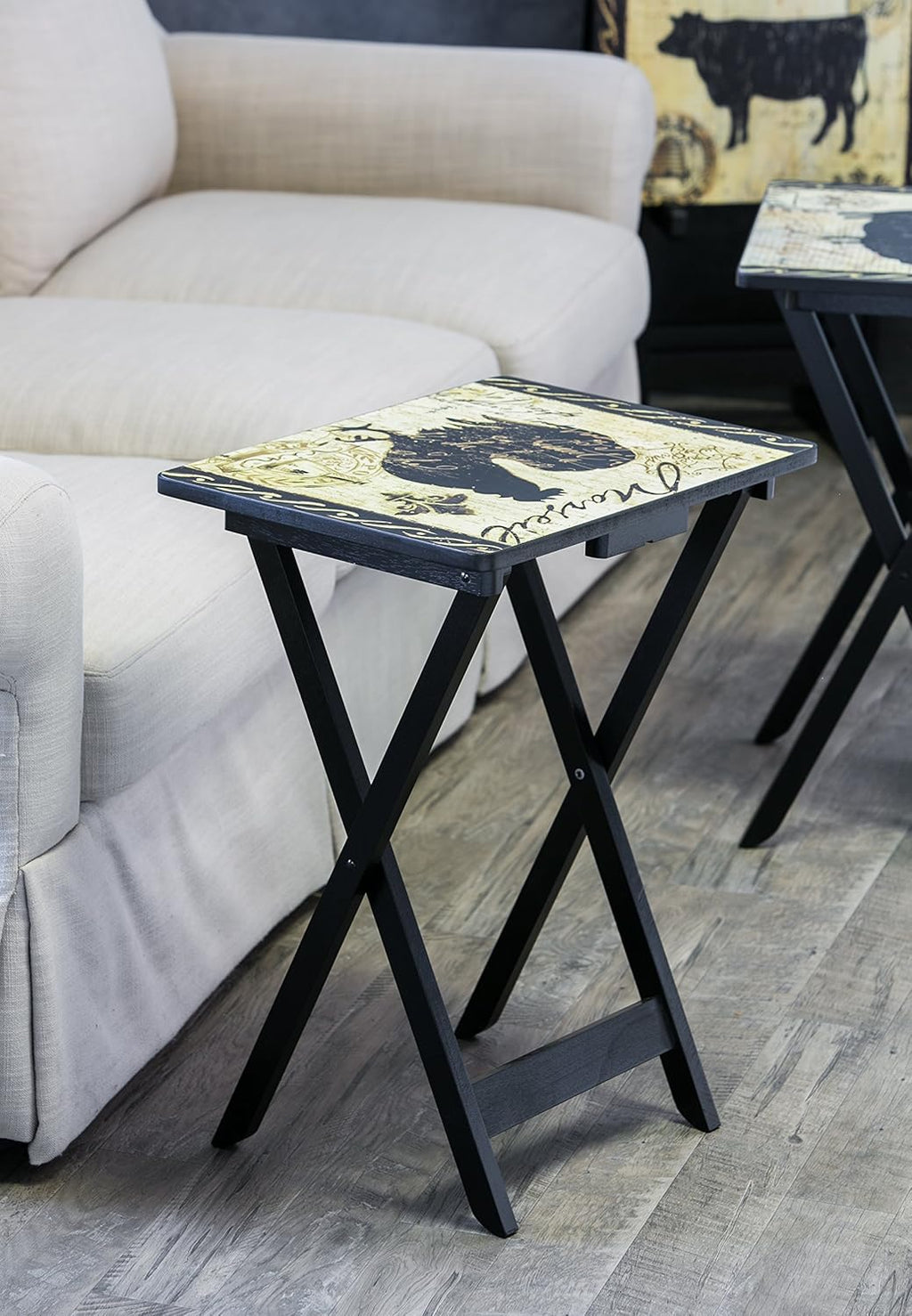 Farmhouse TV Trays with Stand, Set of 4 M9289