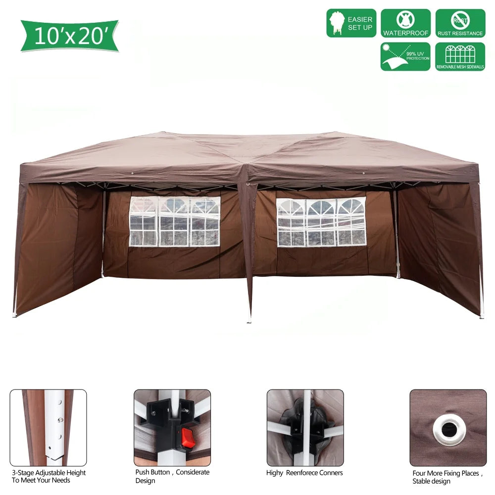 Dark Coffee Pop Up Tent with Two Windows F338236