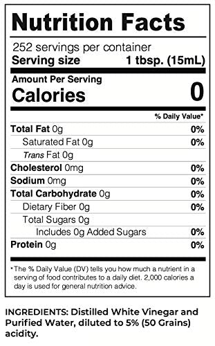 Natural Distilled White Vinegar, 1 Gallon (128 oz) - 5% Acidity G121